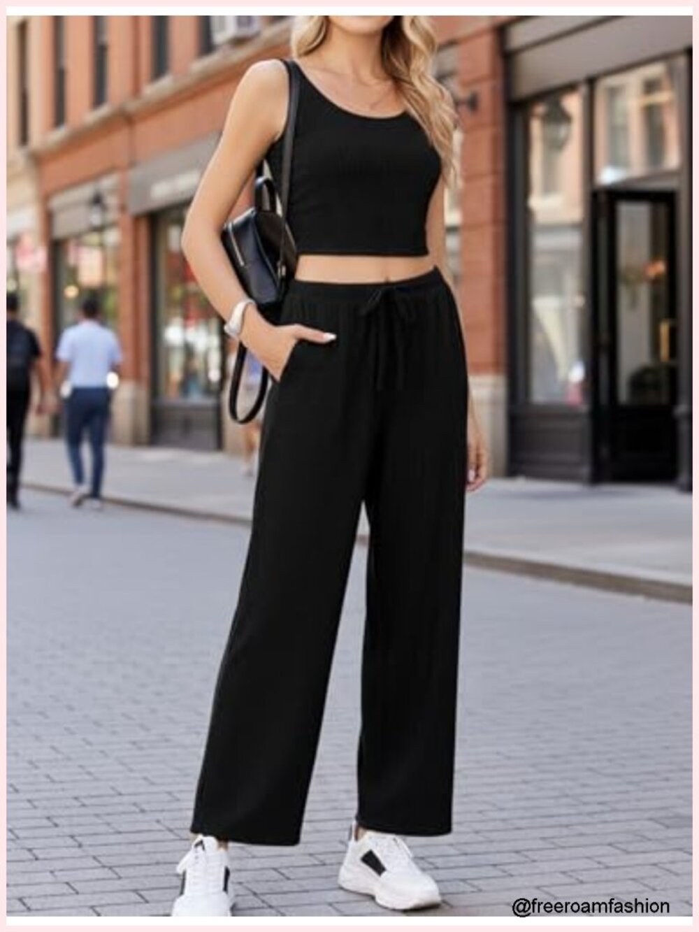 3 Piece Lounge Set Twisted Rib Knit Crop Top Shorts & Pants Set With Pockets - Picture 4 of 6
